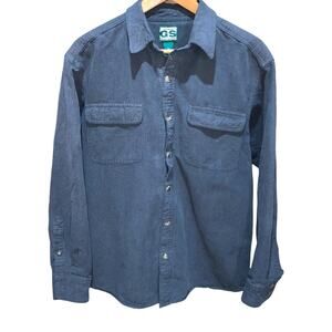 Gander Mountain guide series men's chamois casual button Up Shirt denim blue MED